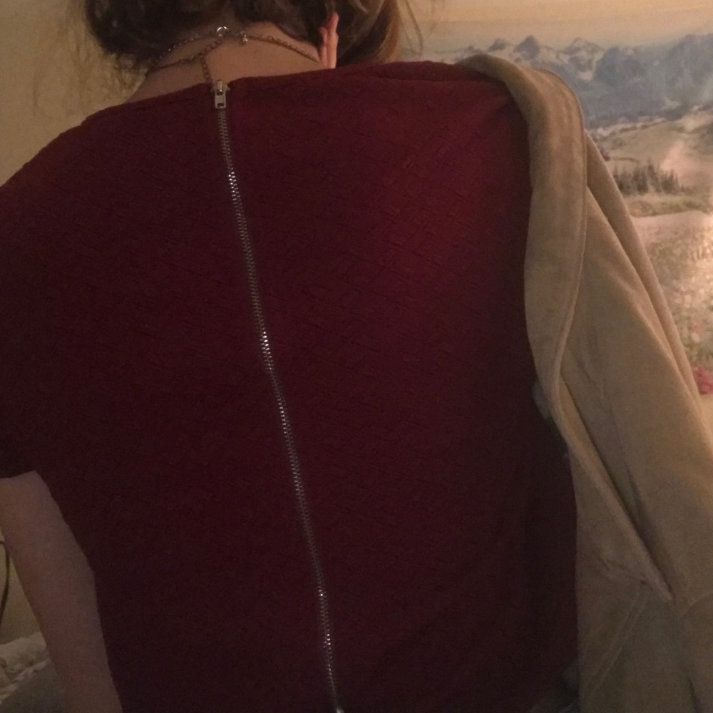 Shortsleeved crop top (dark red)